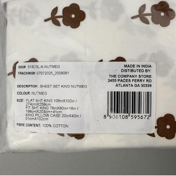 The Company Store x Heather Taylor Home King Sheet Set Nutmeg Floral Percale - Picture 6 of 8